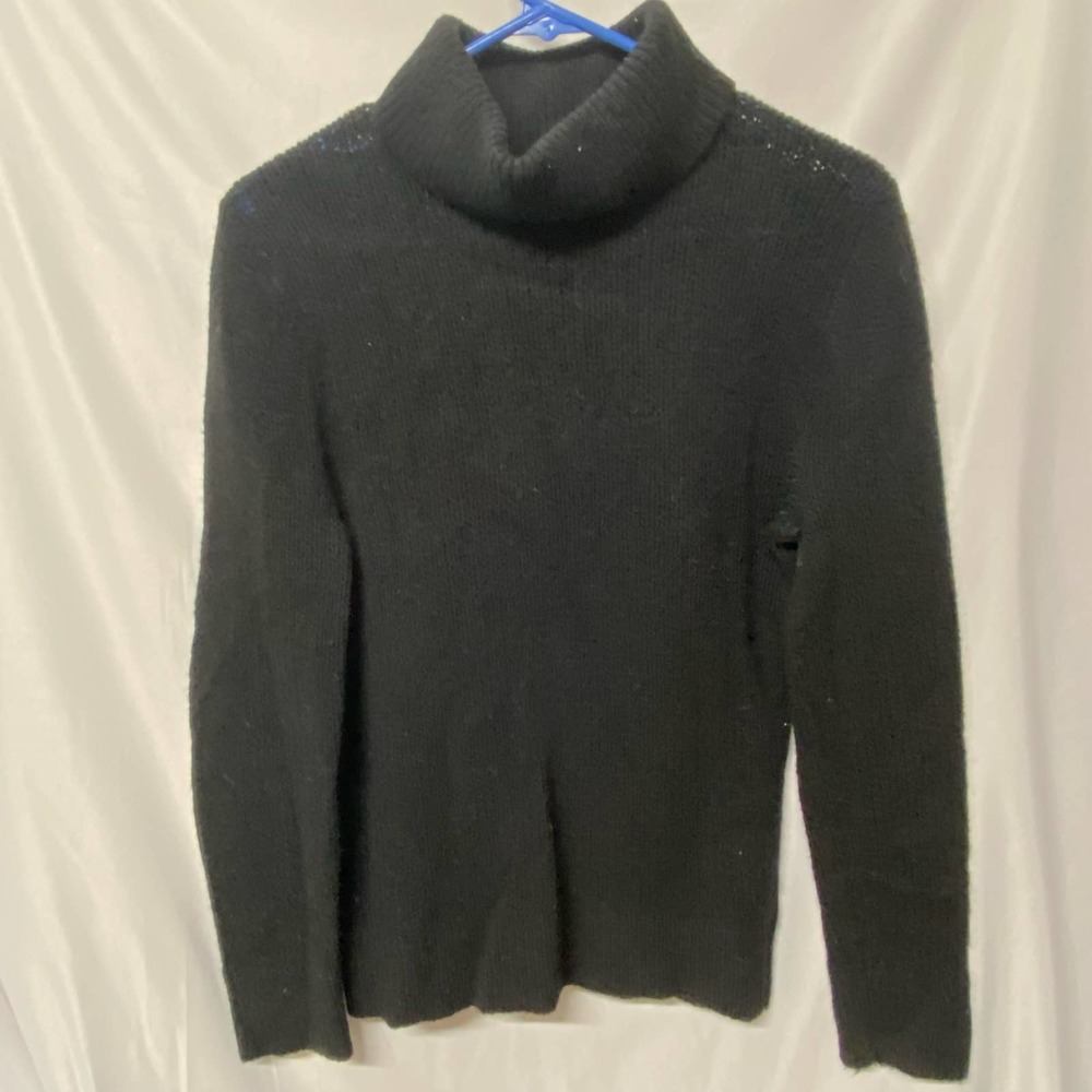 Shetland Wool Sweater Black Vintage Turtle Neck  No size Tag Maybe small